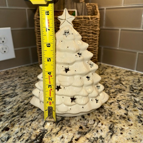 Vintage Crown Accents Ceramic White Christmas Tree Votive Holder Holiday Decor - Picture 4 of 5